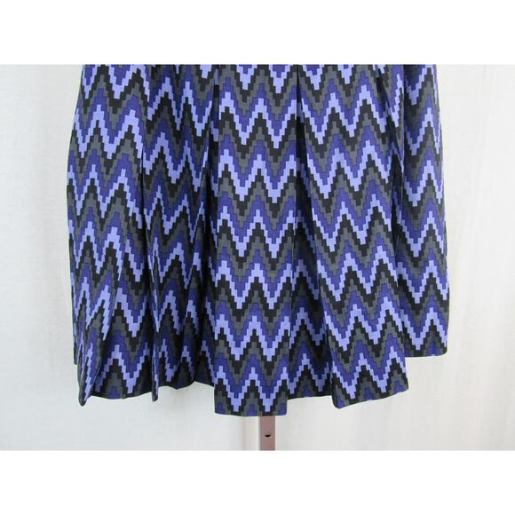 Carlisle US 8 Silk Wool Purple and Black Geometric Zip Zag Pleated Skirt - Picture 4 of 8